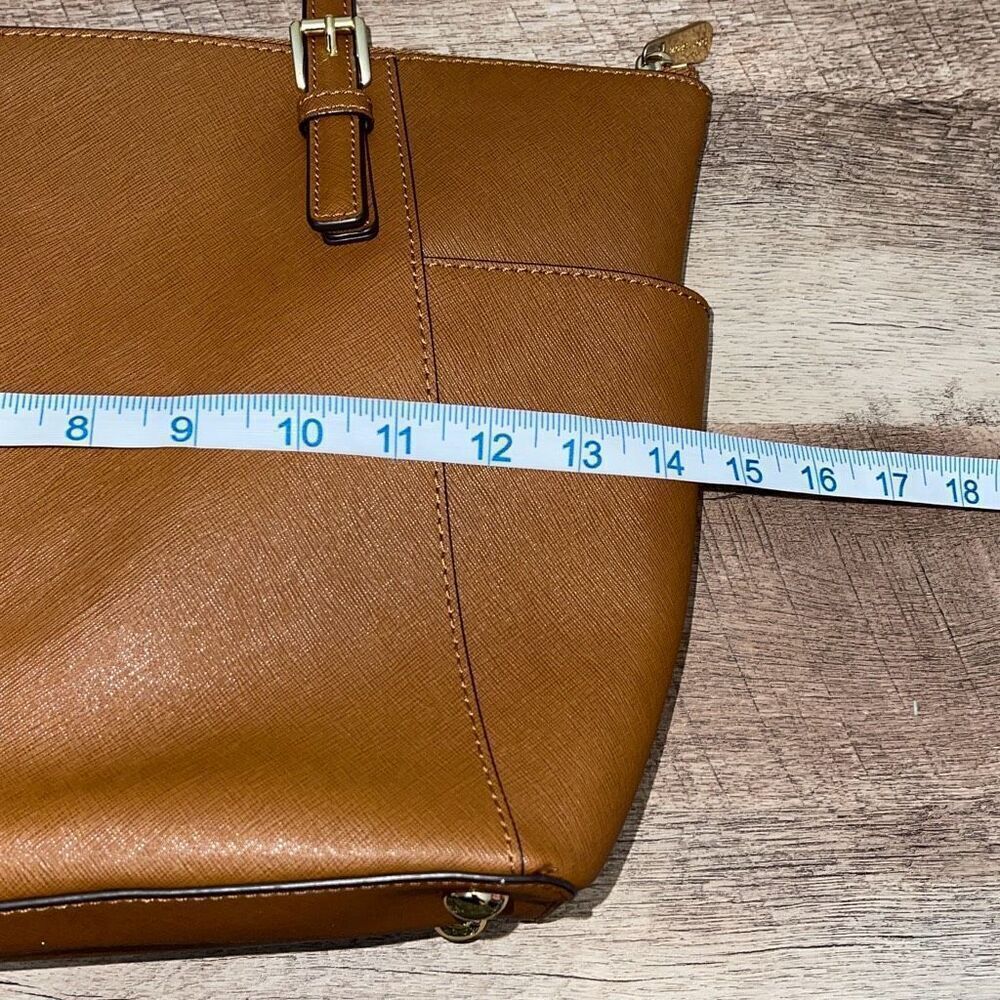 Michael Kors Womens Jet Set Zip Saffiano Leather Tote Shoulder Bag Brown Medium - Picture 10 of 12